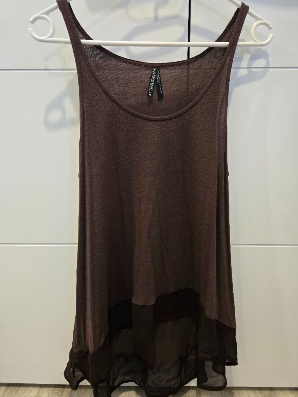 Gentlefawn chocolate brown, lace trimmed camisole, size medium